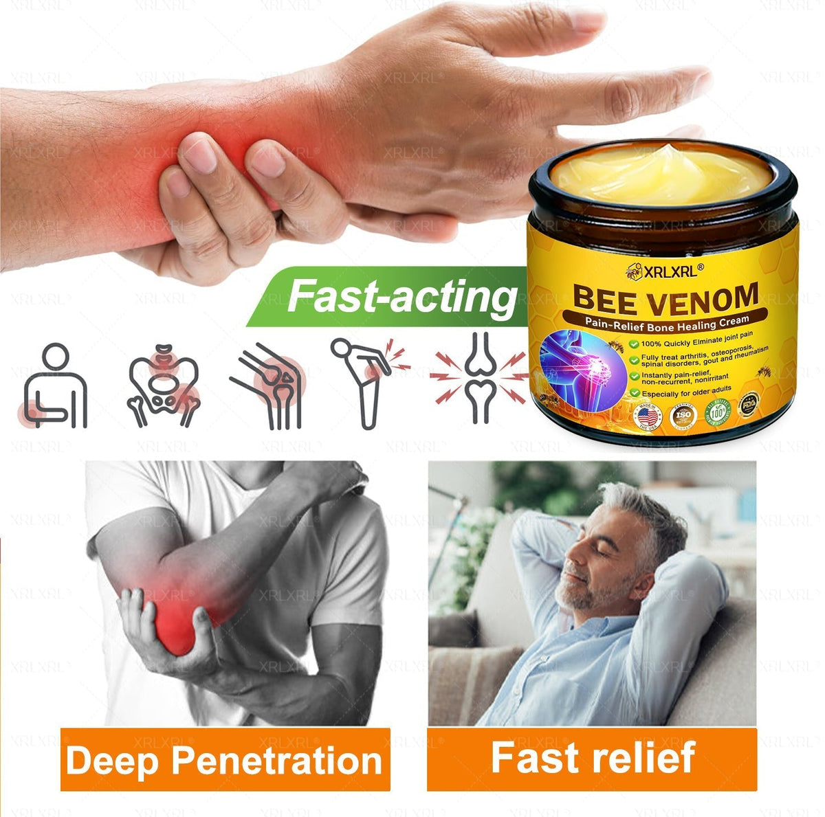 Purelora®💞💞 Bee Venom Pain-Relief Bone Healing Cream  (Specially for older adults)